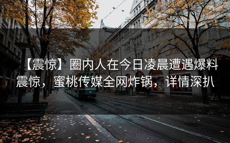 【震惊】圈内人在今日凌晨遭遇爆料震惊，蜜桃传媒全网炸锅，详情深扒