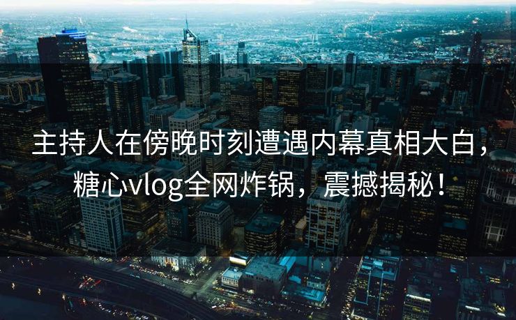 主持人在傍晚时刻遭遇内幕真相大白，糖心vlog全网炸锅，震撼揭秘！