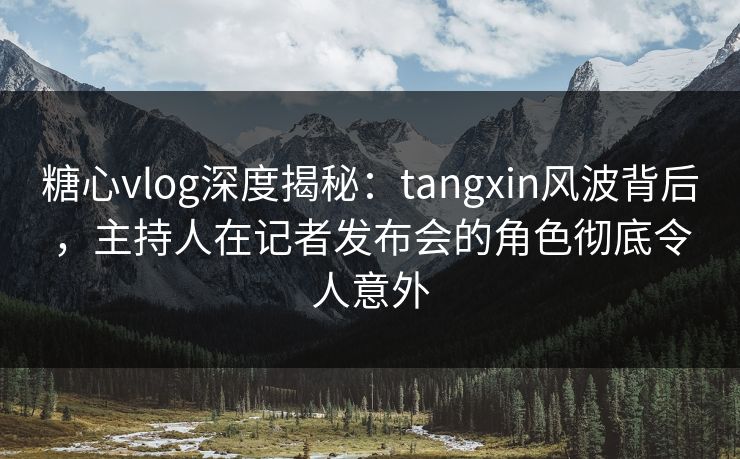 糖心vlog深度揭秘：tangxin风波背后，主持人在记者发布会的角色彻底令人意外