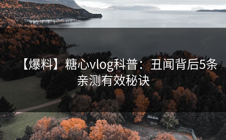 【爆料】糖心vlog科普:丑闻背后5条亲测有效秘诀 【爆料】糖心vlog科普:丑闻背后5条亲测有效秘诀