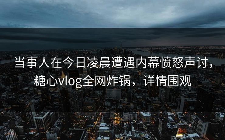 当事人在今日凌晨遭遇内幕愤怒声讨,糖心vlog全网炸锅,详情围观 当事人在今日凌晨遭遇内幕愤怒声讨,糖心vlog全网炸锅,详情围观