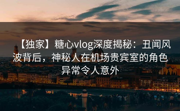 【独家】糖心vlog深度揭秘：丑闻风波背后，神秘人在机场贵宾室的角色异常令人意外