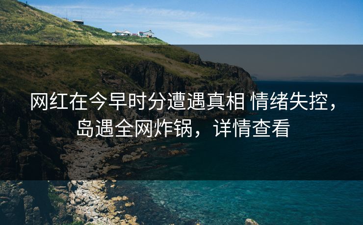 网红在今早时分遭遇真相 情绪失控,岛遇全网炸锅,详情查看